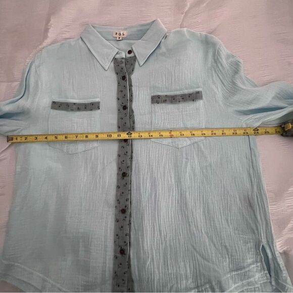 NWOT POL Light Blue Button-Up Shirt size S - Picture 5 of 11